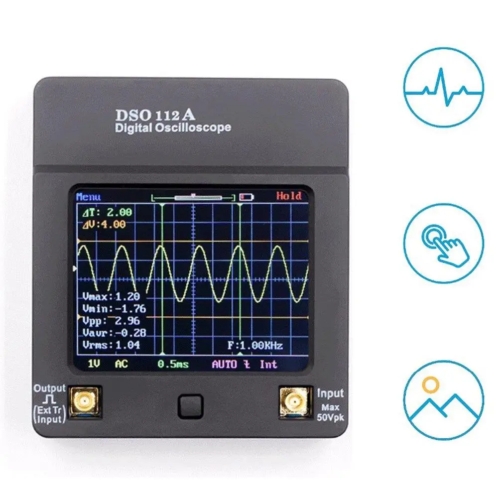 

DSO112A Portable DSO 112A TFT Mini Digital Oscilloscope Touch Contact Screen Portable USB Oscilloscope Interface 2MHz 5Msps