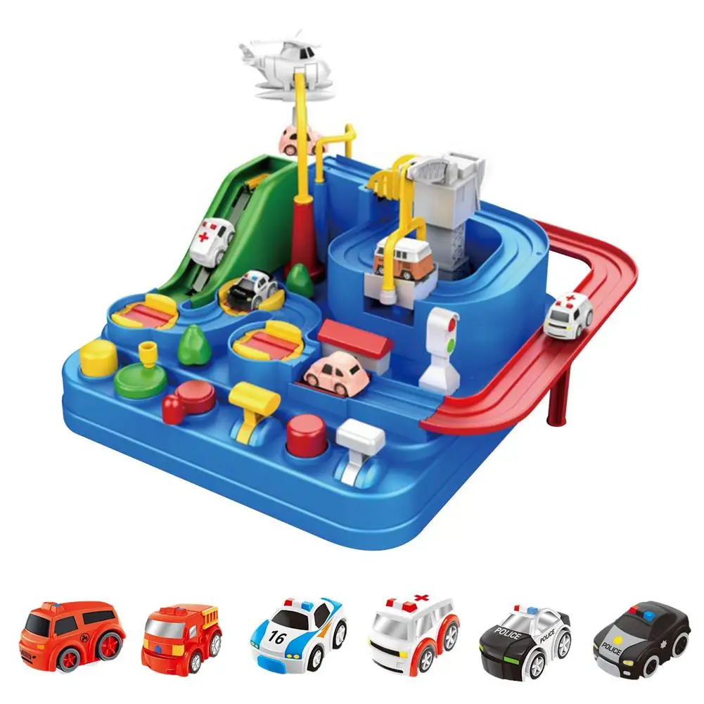 Juguetes de coche de aventura, rompecabezas educativo para ni&ntilde;os peque&ntilde;os, pista de carreras, pistas de estacionamiento-0