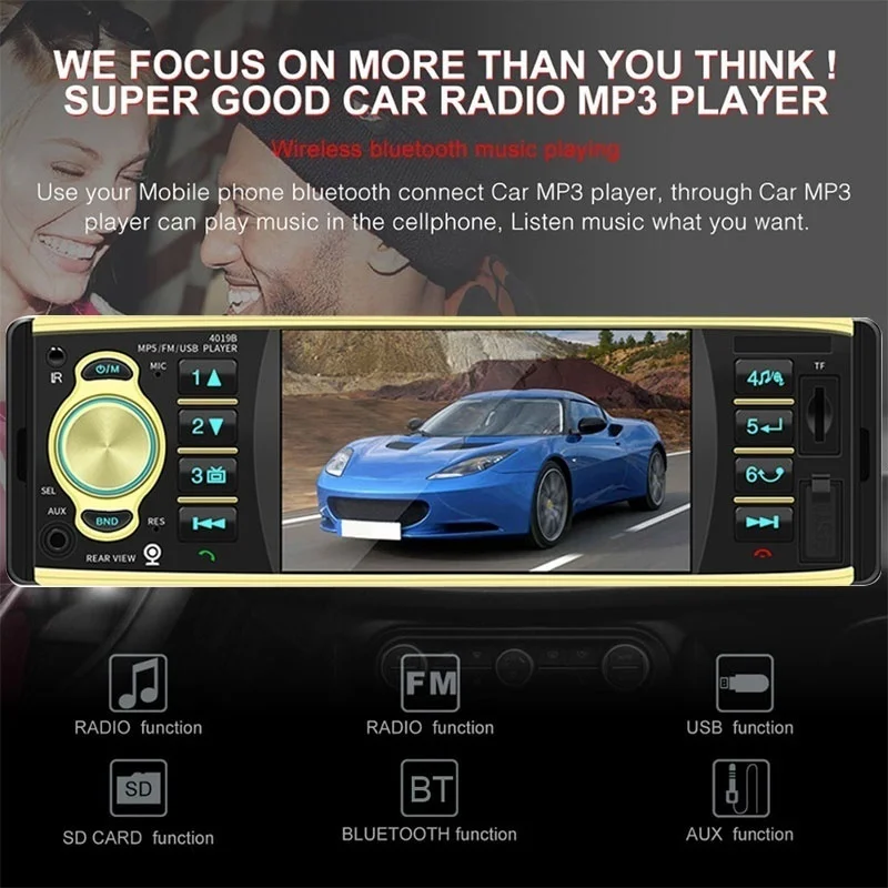 Автомобильный MP5 плеер с экраном 4 1 дюйма HD Bluetooth 1DIN громкая связь USB/AUX/FM стерео