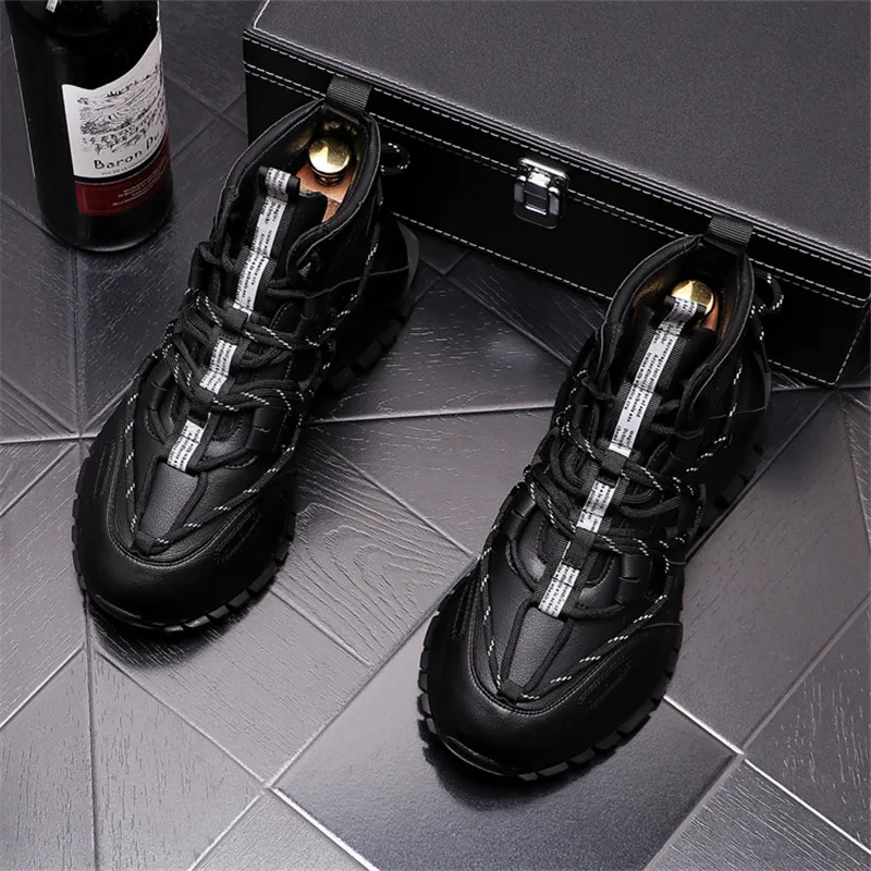 Murah Hop Hip Sneakers Pria Musim Gugur Sepatu Punk Mewah Atasan Tinggi PELATIH Sepatu Bot Pergelangan Kaki Penambah Tinggi Zapatillas Hombre