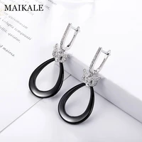 maikale new ceramic drop earrings copper cubic zirconia gold silver color earrings fashion jewelry for women gifts wholesale
