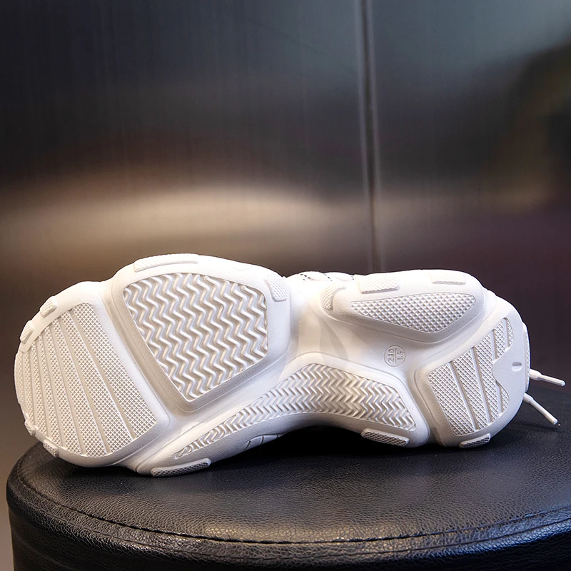 

MLJUFEE 2021 Women Chunky Sneakers Leather Casual Trend Lace Up White Color Female Comfortable Vulcanize Sports Shoes