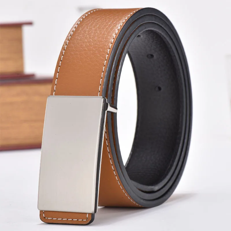 Men Belts Luxury Designer Waistband Brand Male Genuine Leather Women Belt for Man Smooth Metal Buckle Strap Jeans | Аксессуары для