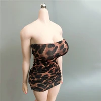 leopard color 16 sexy female leopard low cut tube top tight dress mini skirt model for 12 inches action figure big breast body