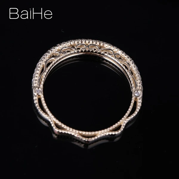 BAIHE Твердое 14 к Желтое золото(AU585) 0.2CT сертифицировано H/SI круглой огранки из натурального бриллианта свадебные женские модные ювелирные изделия кольцо