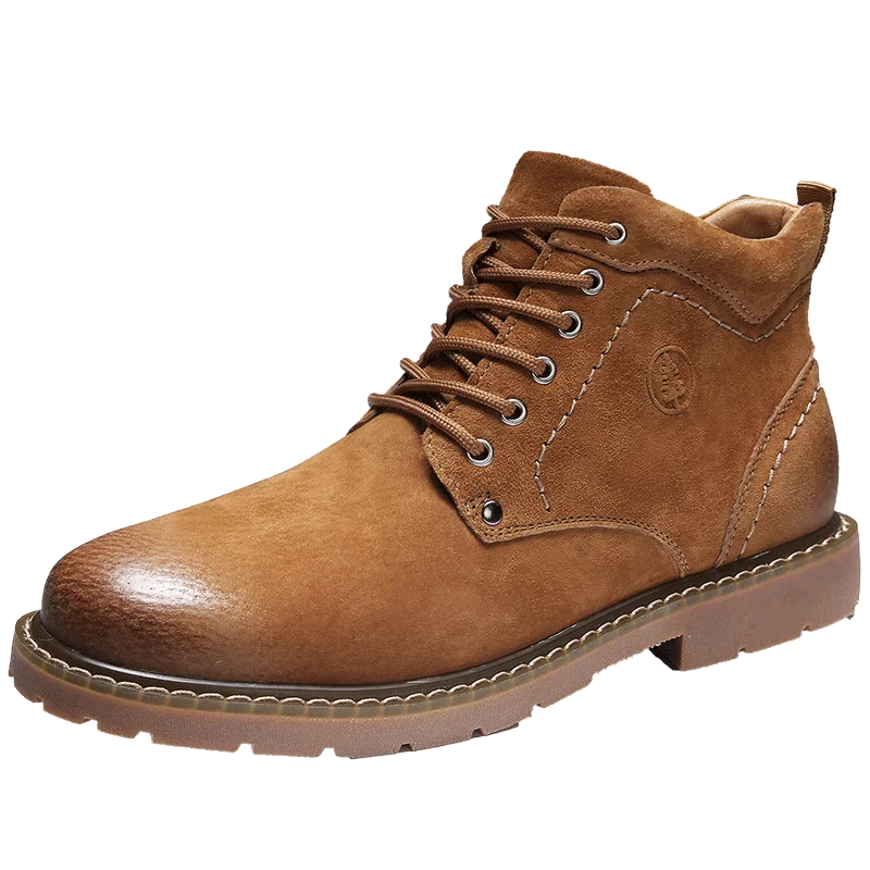 Leather Brown Winter Ankle Boots mens Genuine Leather Snow Boots Big Size 38-50 Outdoor Warm Winter Shoes for Men Anti-cold Boots Walker Peak - Цвет: Leather Brown