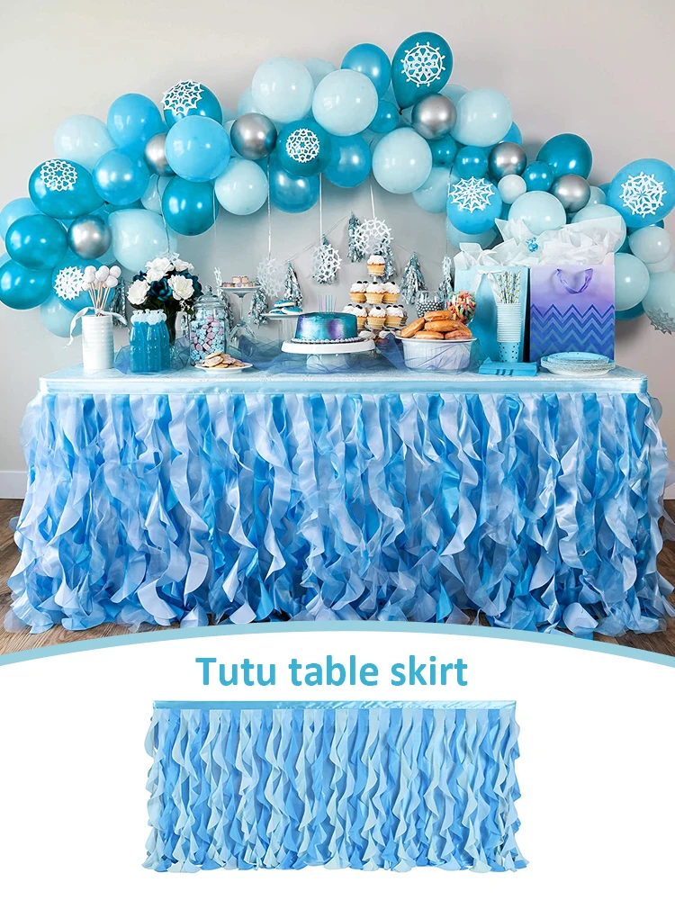 Buy Wedding Party Organza Willows Table Skirt Cover Tableware Cloth Baby Shower Home Decor Skirting Birthday on