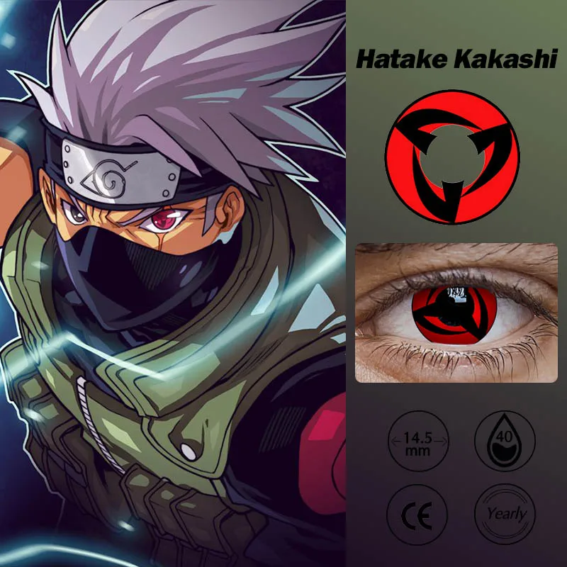 Red Sharingan Contact Lenses Colored Halloween Kakashi Itachi Sasuke Contacts Lens Anime Cosplay 2Pcs | Красота и здоровье