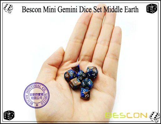 Bescon мини двухцветные многогранные игральные кости, набор 10 мм, маленькие кости набор D4-D20 в трубке, 6 новых разных цветов 42 шт