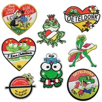 oeteldonk embleem full embroidered frog carnival for netherland iron on patches for clothing stripe embroidered patch applique g