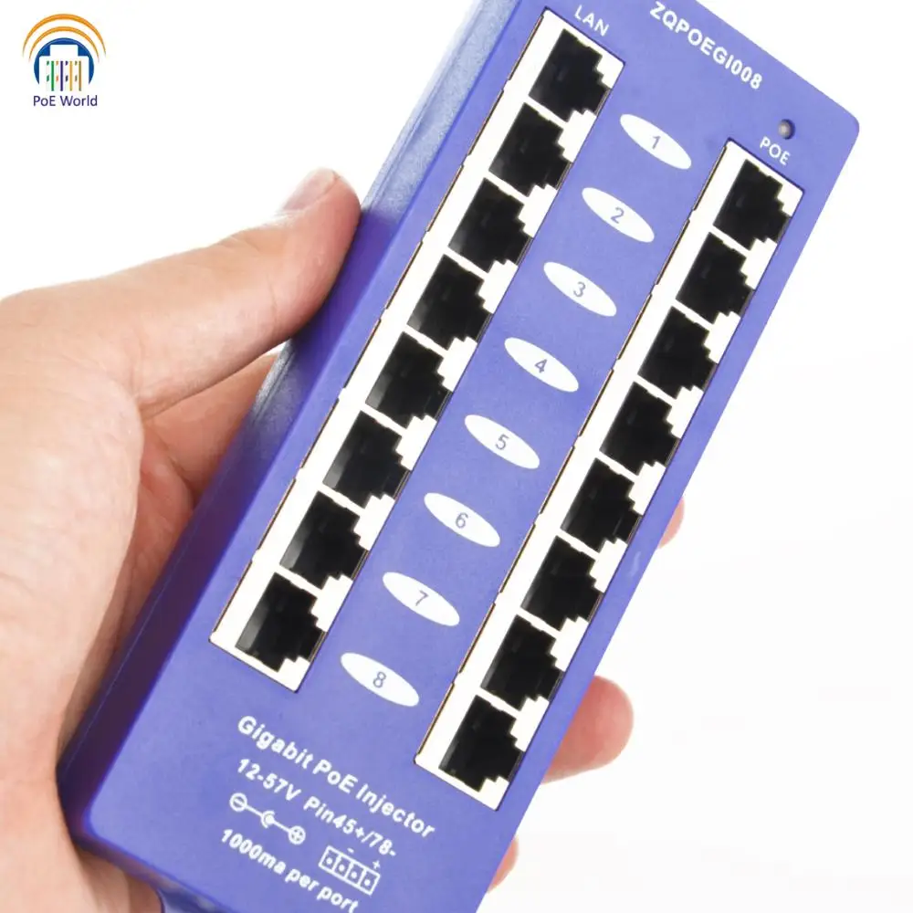 Гигабитный 8 портовый пассивный Инжектор PoE Power over Ethernet для Ubiquiti Mikrotik с 48 вольт 1 25 А