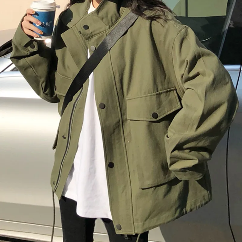 Женская куртка в стиле милитари Зеленая рабочая универсальная бейсбольная