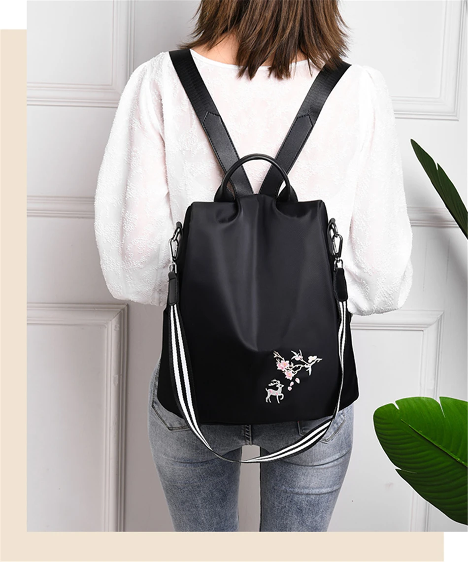 Элегантный женский рюкзак с вышивкой оленя, Mochila Feminina, 3 в 1, светильник, школьная сумка для девочек, рюкзак для путешествий с противоугонным дизайном