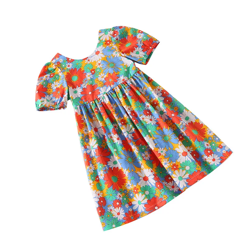 

Rlyaeiz Baby Girl Dress 2020 Summer Daisy Flower Cotton Birthday Puff Sleeve Backless Dress Vestidos Kids Girls Clothes Dress