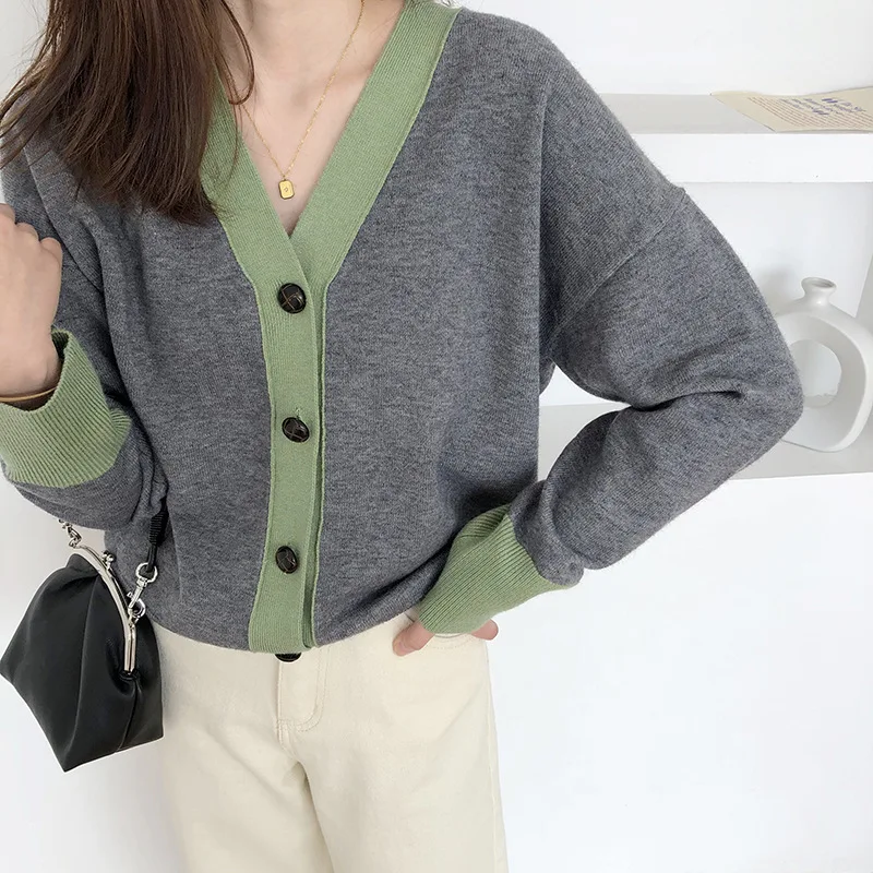 

Casual knit Sweater jacket women's cardigan autumn winter 2021 new fashion V-neck loose thin wild knitted cardigan top women