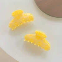 korean bright yellow flower hair claws crab acetate barrettes vintage hair clip simple elegant hair accessories ponytail clip