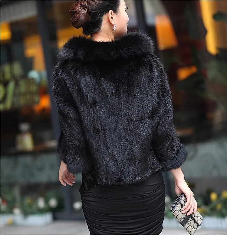 Новая Настоящая Натуральная Вязаная Шаль из меха норки пальто с воротником