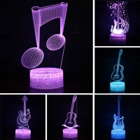 music note cool guitar 3d acrylic light music logo led night light for bedroom home decoration children guitar lover best gifts