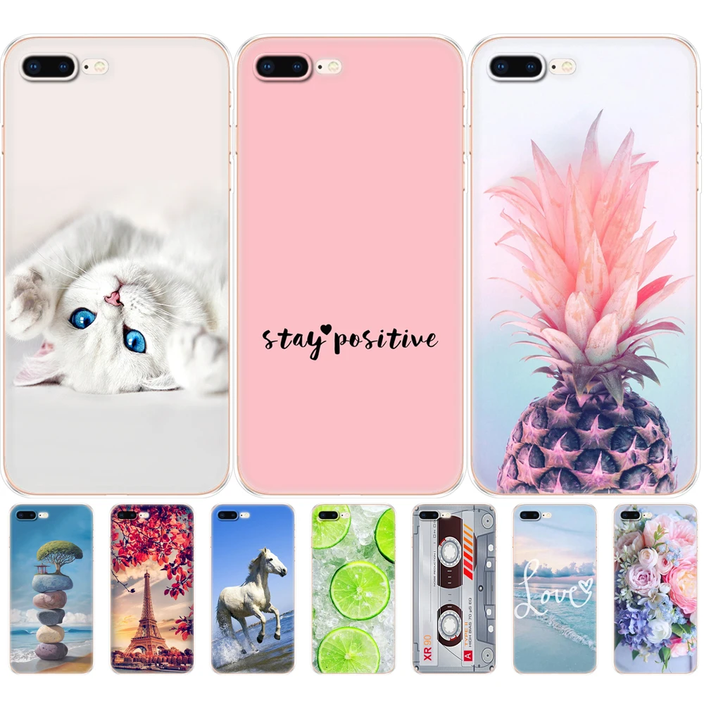 For iphone 7 8 Case Silicon Soft TPU Back Phone Cover For Apple iPhone 7 8 plus Case Etui Bumper Protective Coque Painting Shell