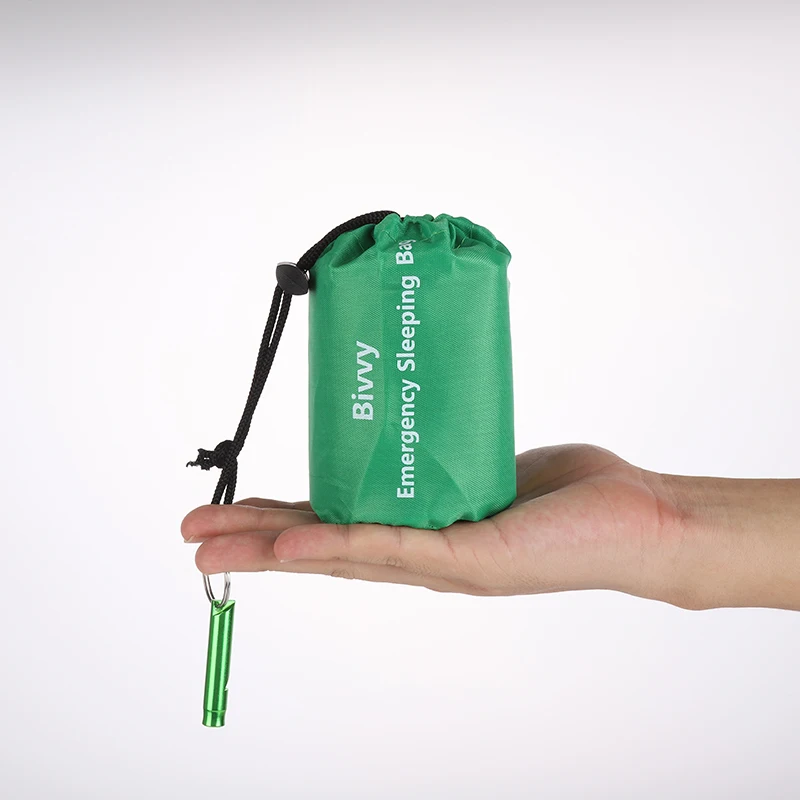 Портативный многоразовый складной аварийный спальный мешок с карабином и
