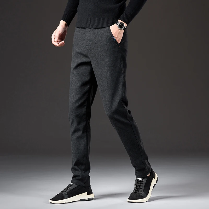 

NIGRITY 2020 New Spring Men's Fashion Business Casual long Pants male Elastic Straight formal Trousers plus big Size 28-Size 44