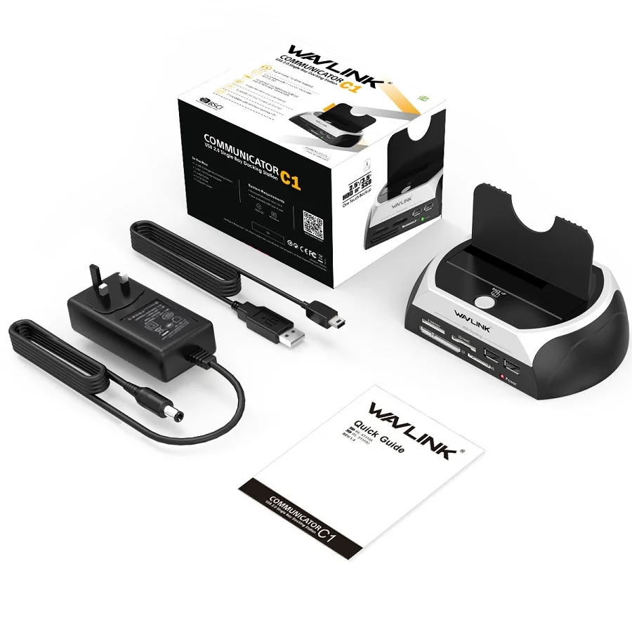 Wavlink2." /3,5" SATA HDD док-станция USAP внешний корпус жесткого диска с кард-ридером слот USB2.0 концентратор для Windows Mac - Цвет: UK plug