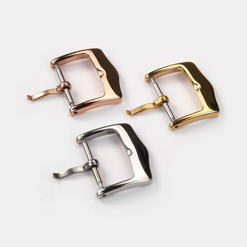 16mm 18mm 20mm 22mm Stainless Steel Mountain Clasp  Leather Pin Watch Buckle Rose Gold Silver Gold Black