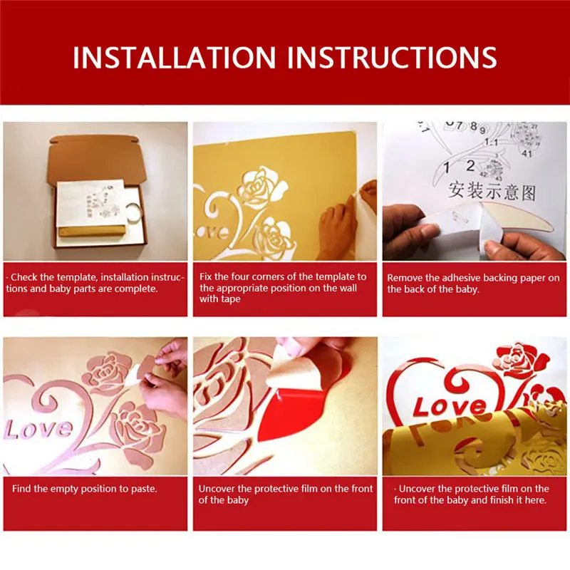 Красный зеленый черный 3D DIY фото ветка дерева ПВХ наклейки на стену/клейкие