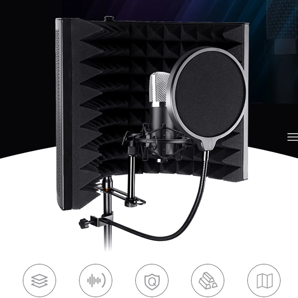 

Speaking Filter Acoustic Microphone Windscreen Noise Reduction Foldable Isolation Shield Soundproof Accessories Studio Recording