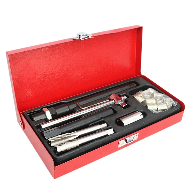 

Spark Plug Thread Repair Rethreading Set 14mm Metric - Rethreading Tool Kit - Comprehensive Taps Inserts