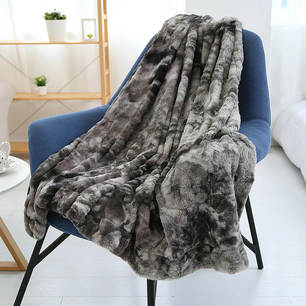 Manta de invierno de doble capa de poli&eacute;ster, forro Polar de piel sint&eacute;tica con estampado de leopardo, para sof&aacute;, cama y dormir, 130x160cm, 100%-1