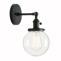 permo vintage industrial wall sconce lighting fixture with mini 5 9 round clear glass globe hand blown shade antique