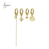 s925 sterling silver ear hoop earrings flash diamond star asymmetric tassel earrings for women girls fine jewelry circle earring