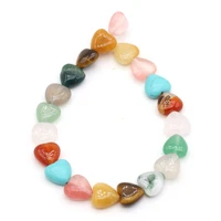 20pcs fashion color mixing heart shaped loose beads natural stone beaded for jewelry making diy necklace bracelets accessories