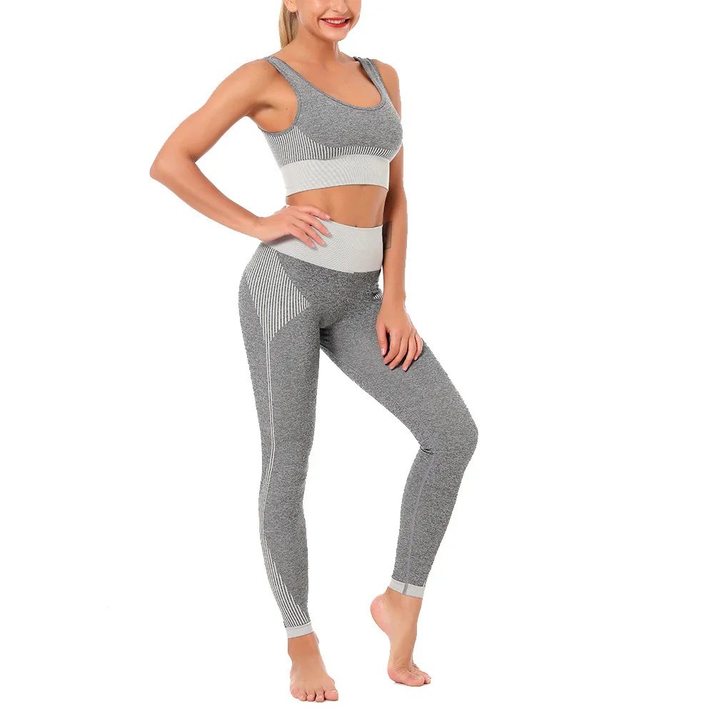 

2 Piece Seamless Gym Yoga Set Women Workout Clothes Bra & Pants High Elastic Tracksuit Fitness Suit Athletic Active Sportwear