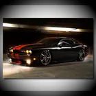 Картины на холсте черный Додж Челленджер с красными полосками автомобиль Современные настенные картины плакаты HD печать для декора гостиной