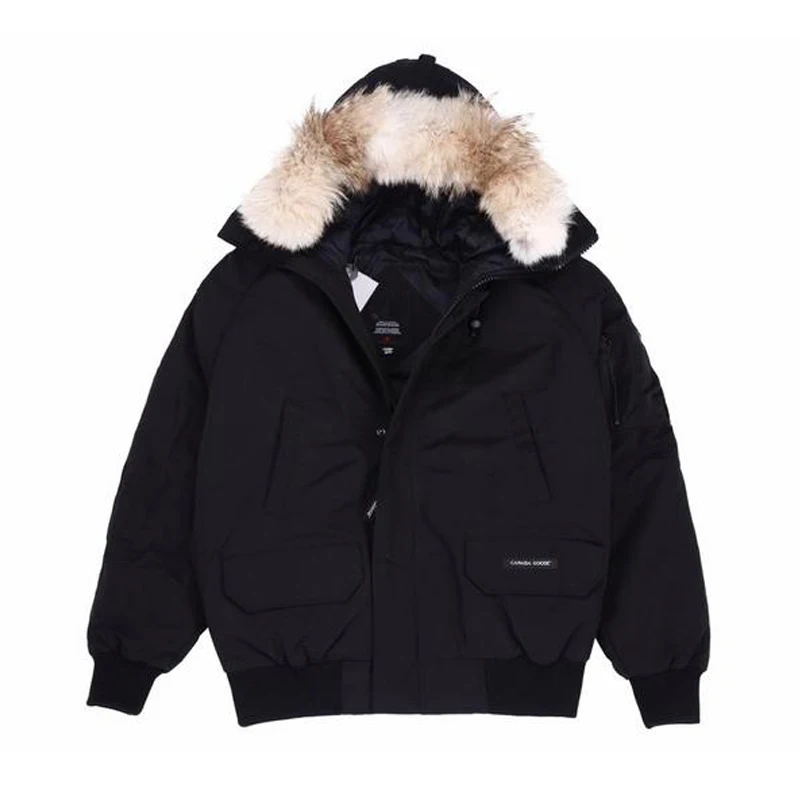 Classic Fashion Real Coyote Fur Winter Mens Canadian  Goose Down Jacket Outdoor Coat Wnd Waterproof