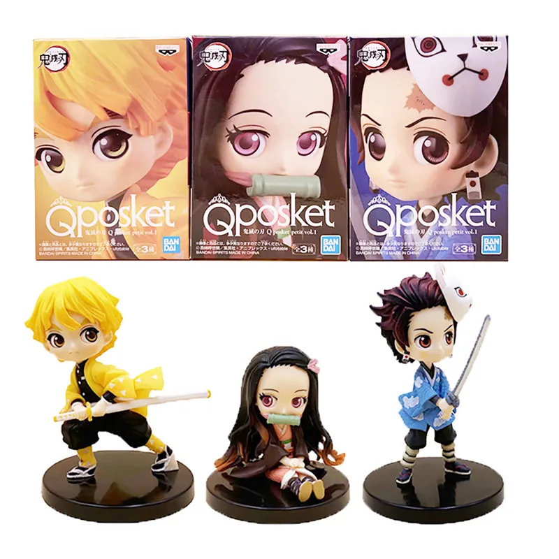 Рассекающий демонов Nezuko Zenitsu Tanjirou Giyuu Inosuke Q Ver. Экшн-Фигурки игрушки Kimetsu no Yaiba Аниме