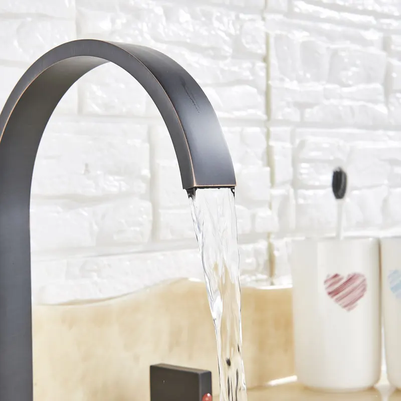 FMHJFISD широкий золотой латунный Смеситель для раковины в ванной комнате с двойными