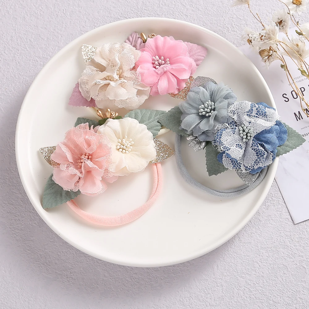 

Sweet Freshness Baby Headband Chiffon Soft Nylon Headbands For Girls Flower Elastic Hair Bands Kawaii Accessories Kids Turban