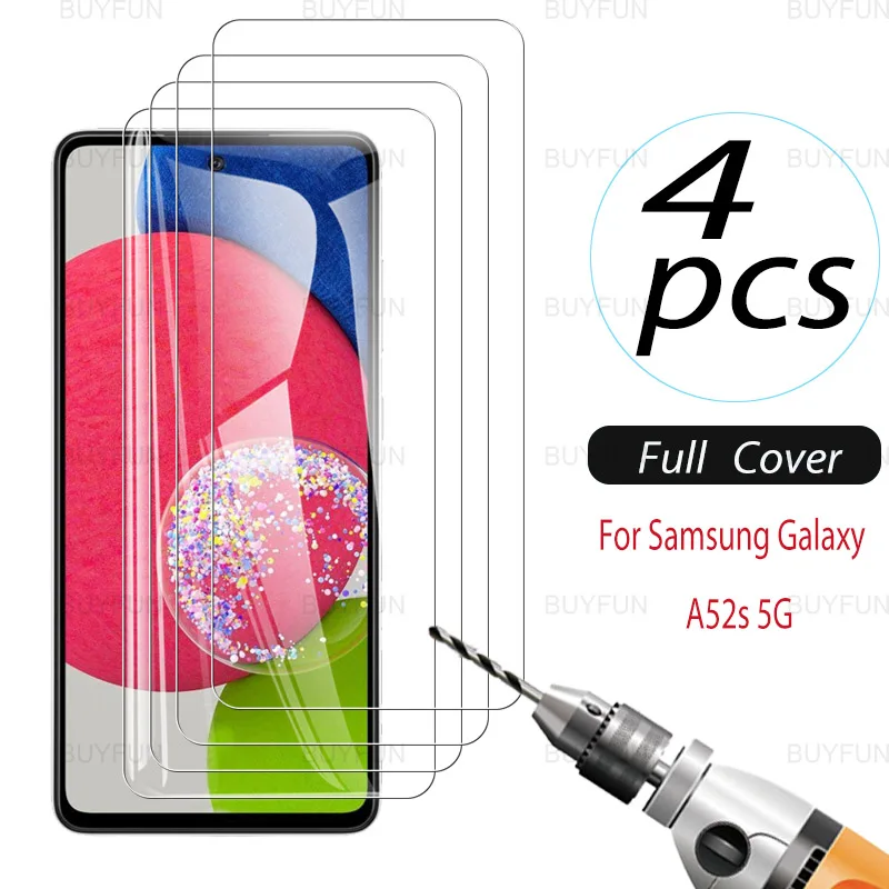 

For Samsung Galaxy A52s 5G 4PCS Screen Protector Tempered Glass For Samsung A22 A32 A52 A72 A82 A42 5G A12 A03s A02s Safety Film