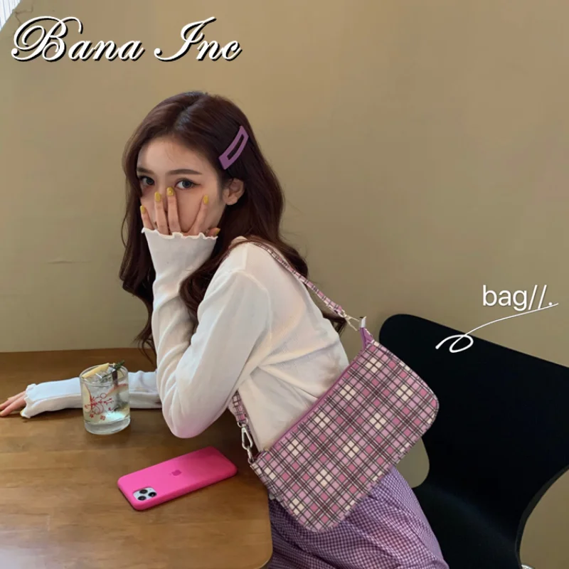 

Fashion Women's Tote Bag Simple Plaid Polyester Female Single Shoulder Underarm Bags Ladies Small Portable Purses and Handbags