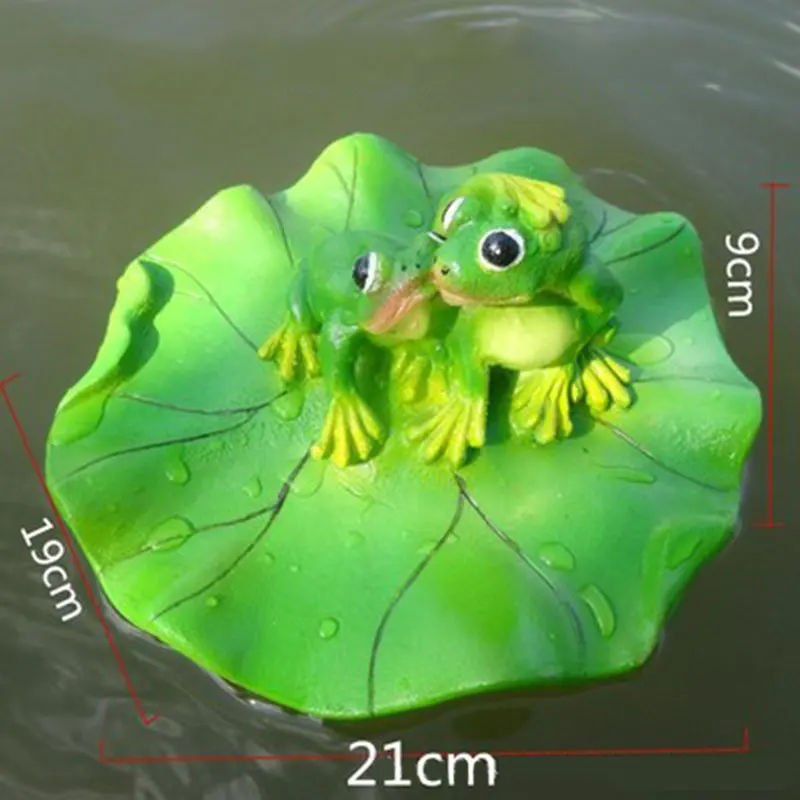 

Hot Floating Frog Water Ornament Animal Resin Sculpture for Micro-landscape Pool Frog on A Lotus Leaf D6