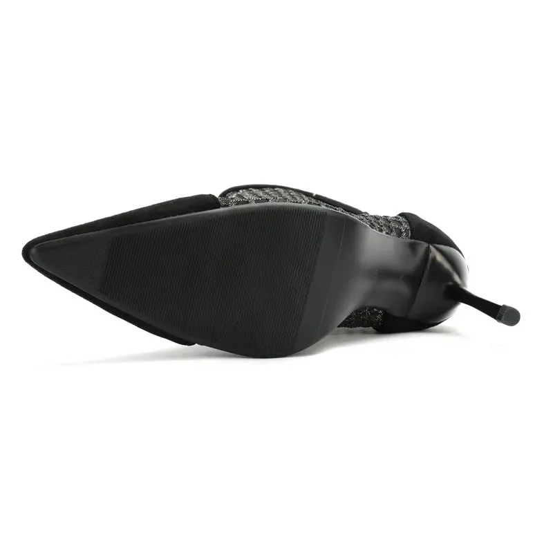 

Summer New Women Ankle Boots Sexy Thin High Heel Breathable Mesh Boots Fashion Zipper Pointed Toe Party Women's Shoes Black