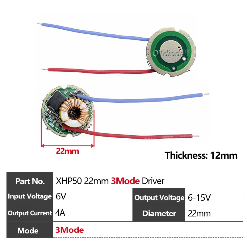 

Драйвер освещения OTdiode 22мм 15Вт XHP50, 26мм 30Вт XHP70