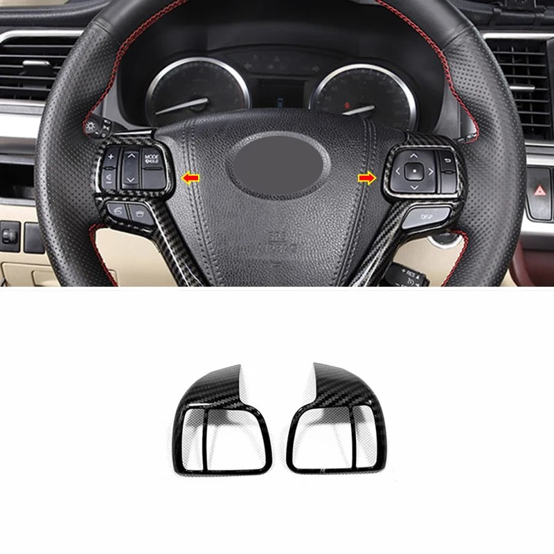 

For Toyota Highlander Kluger 2014-2020 Car accessories Car Steering wheel Button frame Cover Trim styling ABS Carbon fibre 2pcs