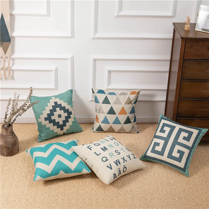 Topfinel Geometric Decorative Throw Pillows Cases Linen Cotton Cushion Cover Creative Decoration for Sofa Car covers 45X45cm | Дом и сад