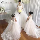 Белое кружевное платье принцессы с жемчужинами, в цветочек, без рукавов, для первого причастия, для девочек, 2021