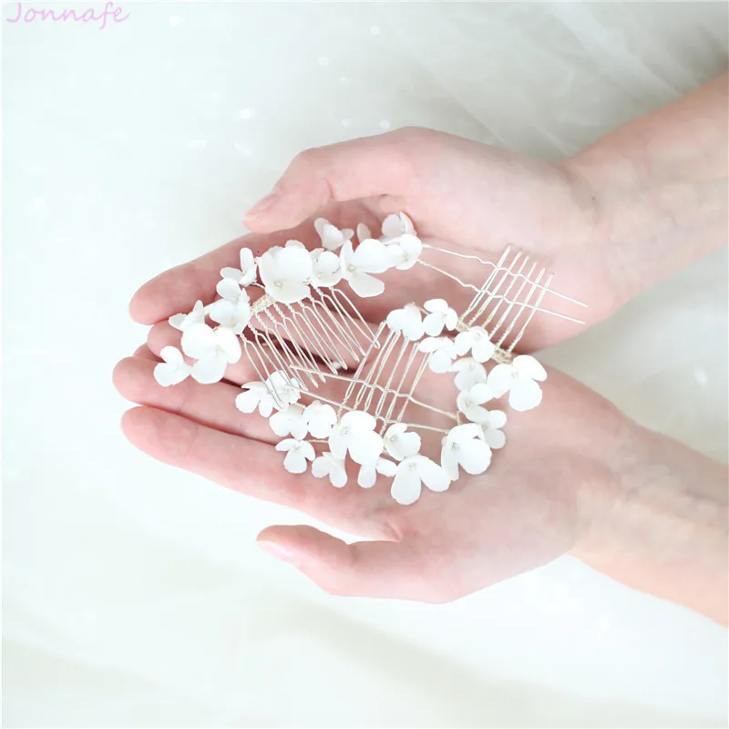 [3lot]Porcelain Flower Bridal Hair Combs Pins Set Fashion Wedding Headpiece Handmade Women Ornament Jewelry |