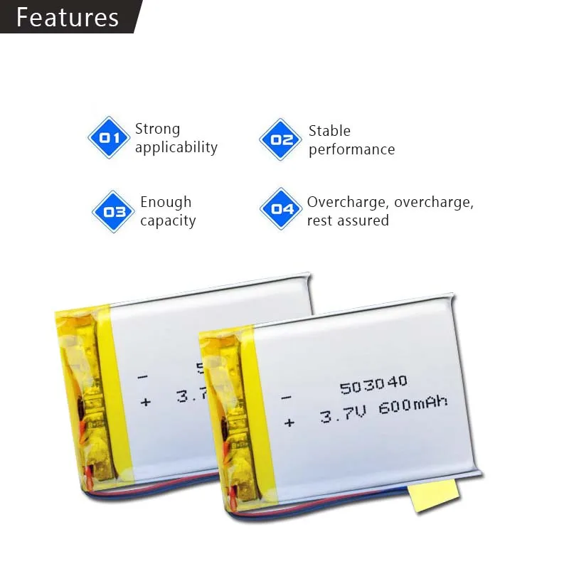 3 7 V Lipo cells 503040 600mah литиевая полимерная аккумуляторная батарея для MP3 MP4 MP5 GPS bluetooth